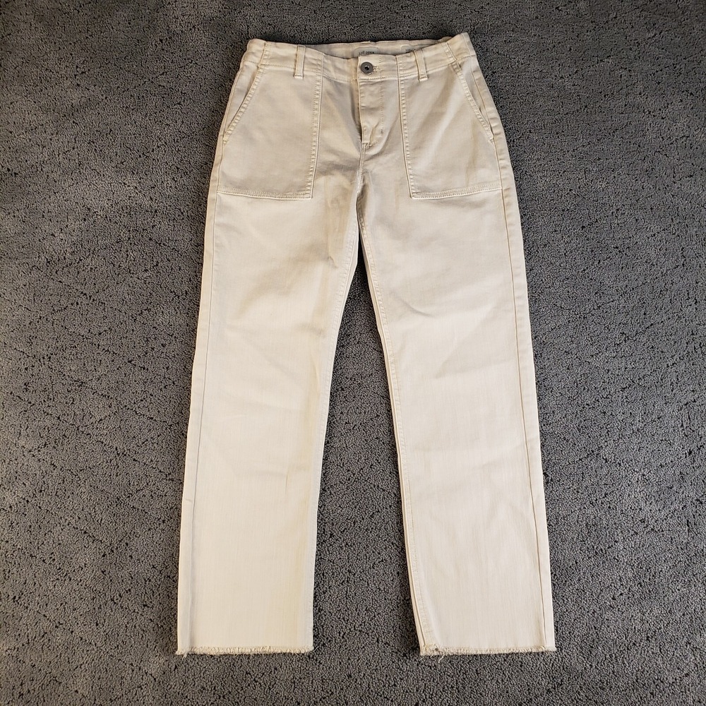 J JIll Jeans Womens 2P Khaki High Rise Straight Leg Raw Hem Stretch Denim Casual